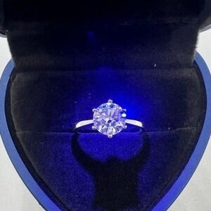 GRA Moissanite Diamond Engagement Ring 6 Prong Wedding S925 2 Ct Size 9